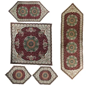  ست 5 تکه رومیزی ترمه طرح ترنج کدtst53