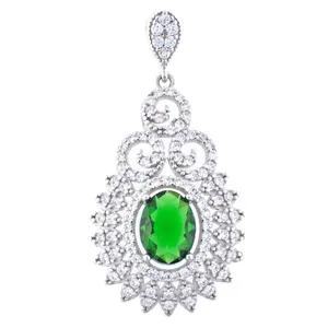آویز گردنبند نقره زنانه مدل زمرد کد AVN-M117