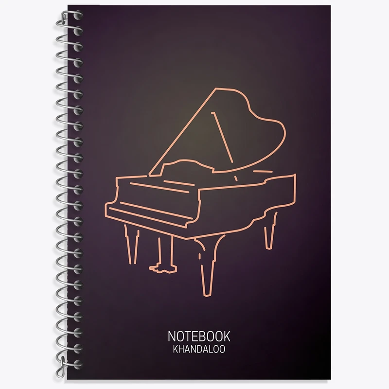 دفتر زبان 50 برگ خندالو مدل سه خط طرح پیانو کد N1074