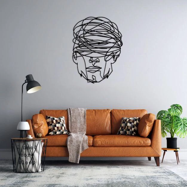 استیکر دیواری ماهوت طرح صورت خط خطی 