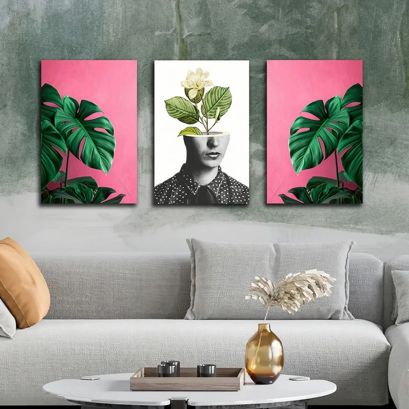 تابلو شاسی بکلیت طرح چهره و برگ انجیری مدل SH-2705 مجموعه 3 عددی