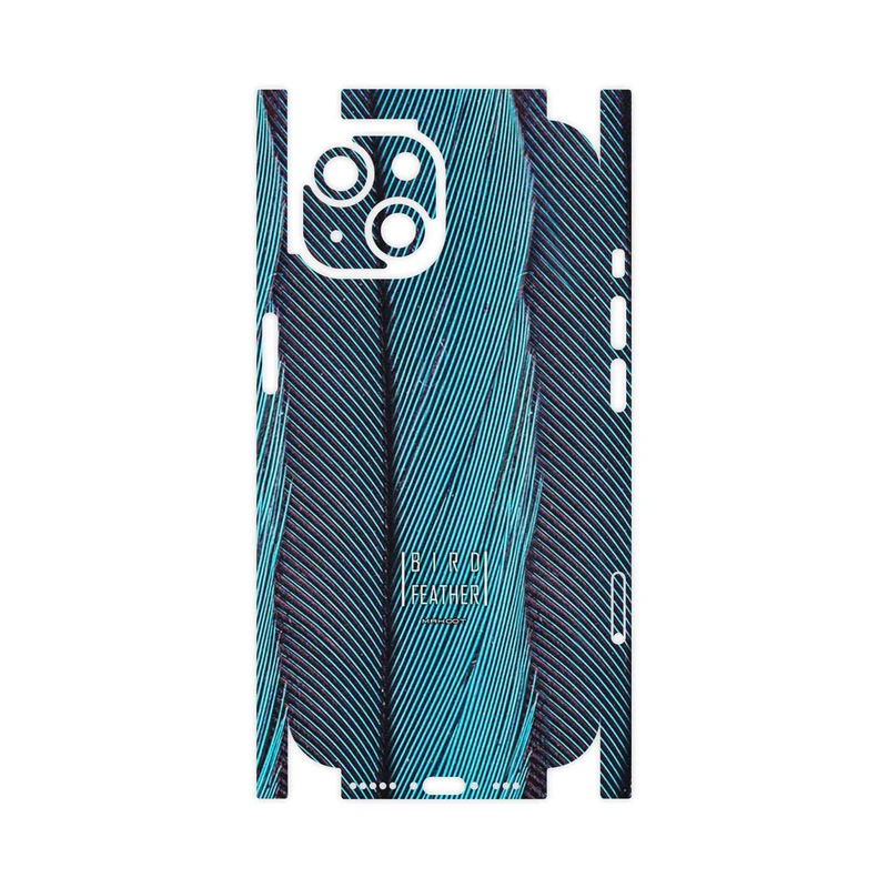 برچسب پوششی ماهوت مدل Turquoise feathers-FullSkin مناسب برای گوشی موبایل اپل iPhone 15