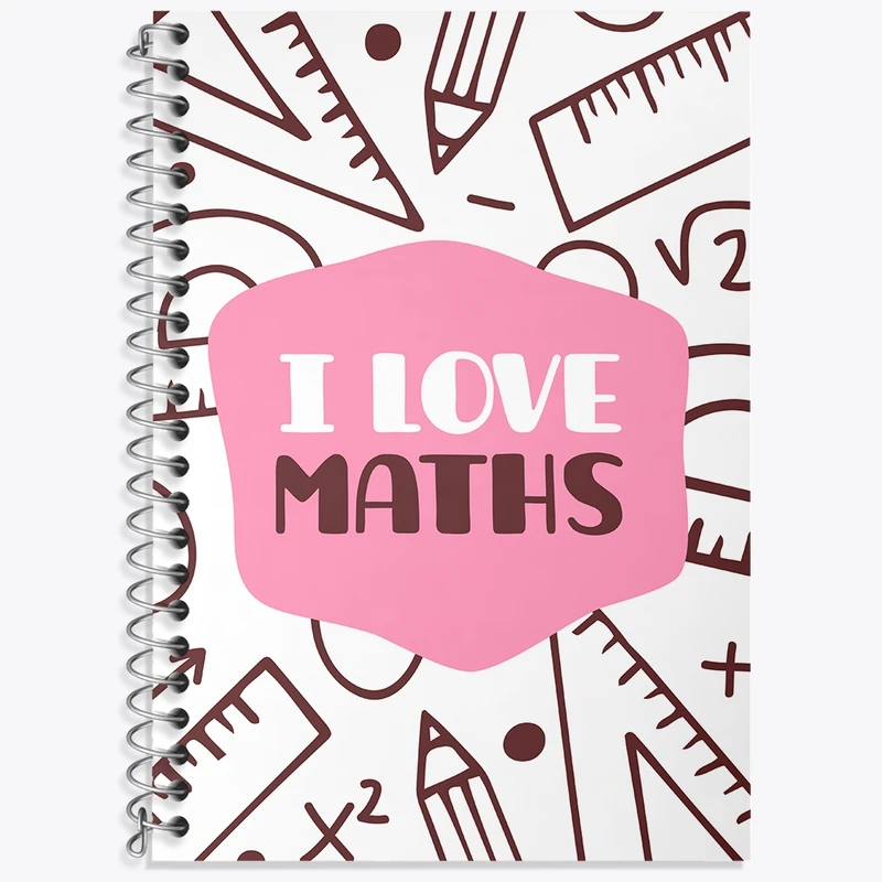 دفتر زبان 50 برگ خندالو مدل دو خط طرح I Love Maths کد N300