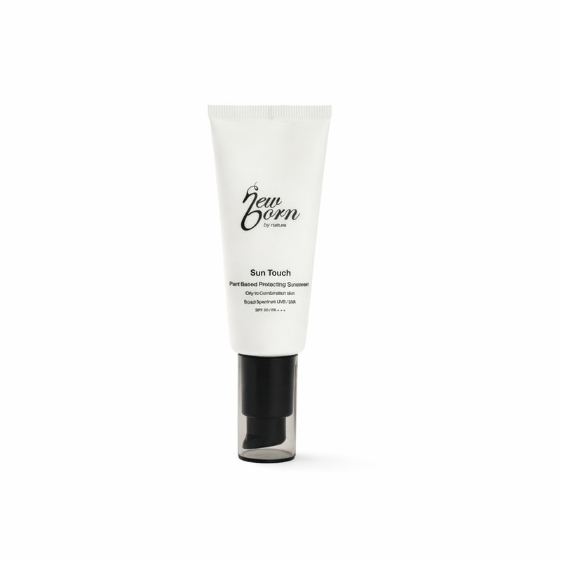 کرم ضد آفتاب بی‌رنگ صورت و گردن نیو بُرن SPF 50 مدل smooth touch محافظ UVA/UVB ‌مناسب برای انواع پوست و پوست حساس حجم 40 میلی‌لیتر