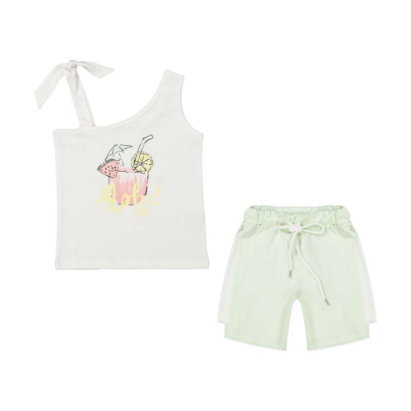 ست تاپ و شلوارک دخترانه پیانو مدل 10126-01