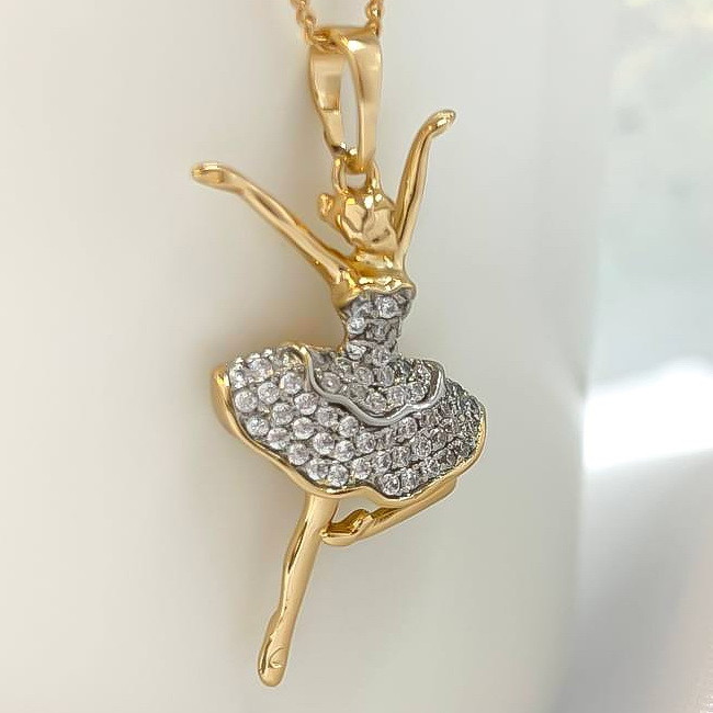 آویز گردنبند زنانه ژوپینگ مدل بالرین نگین دار