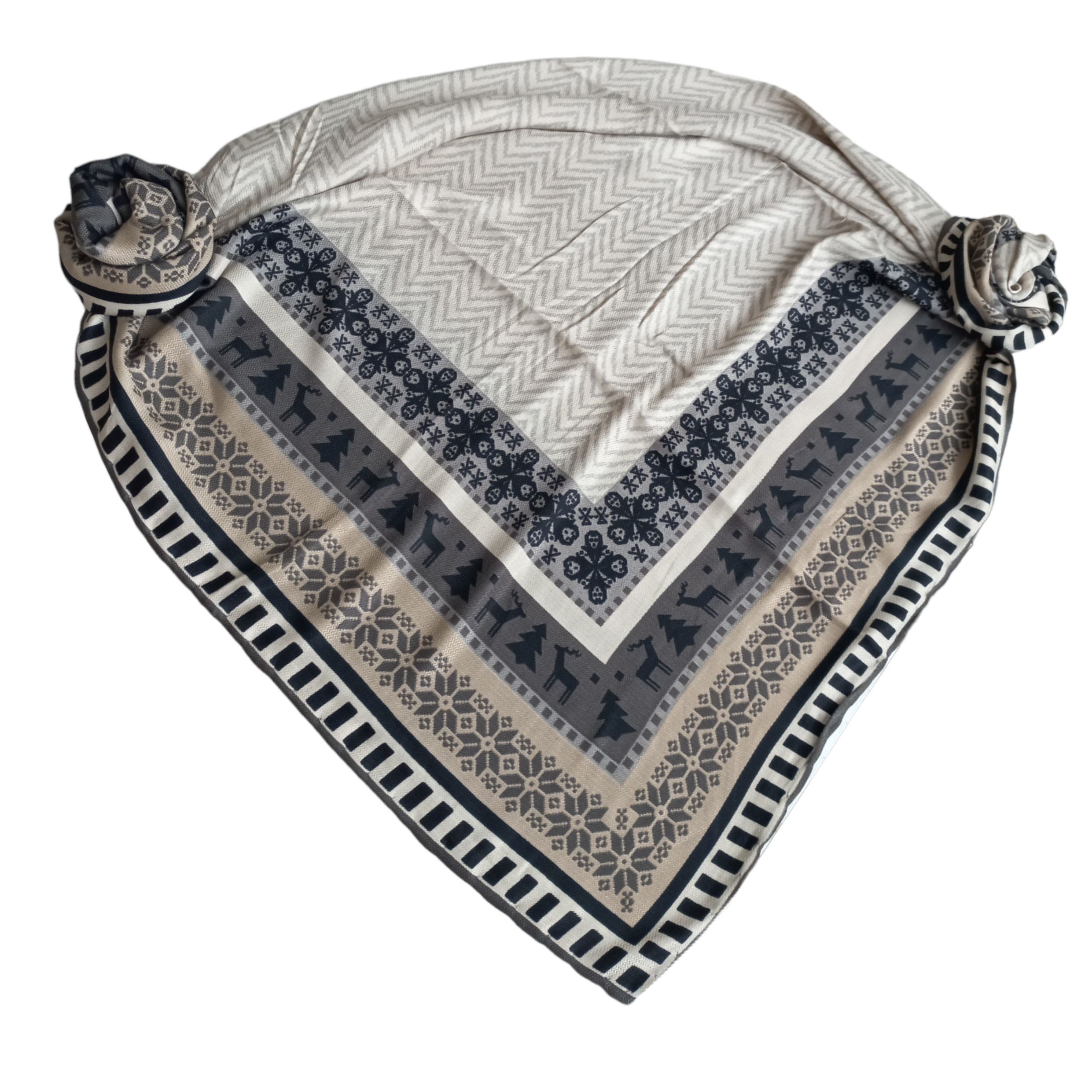 روسری زنانه مدل پاییزی زمستانی ساده حاشیه سنتی قواره بزرگ دور دست دوز کد 27