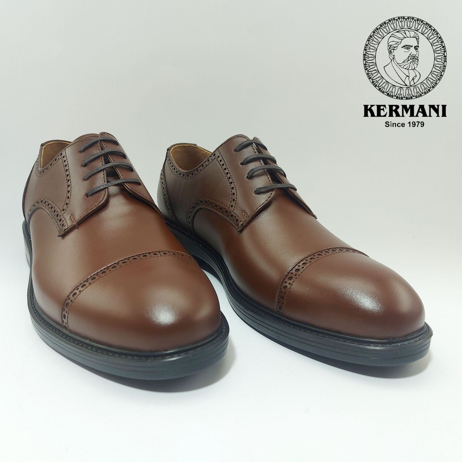 کفش مردانه کرمانی مدل چرم دستدوز طبیعی بِرِت کد 1062 رنگ قهوه ای -  - 6