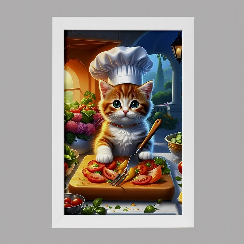 تابلو خندالو مدل گربه آشپز کد F6750