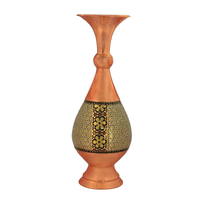 گلدان خاتم کاری مسی مدل صراحی