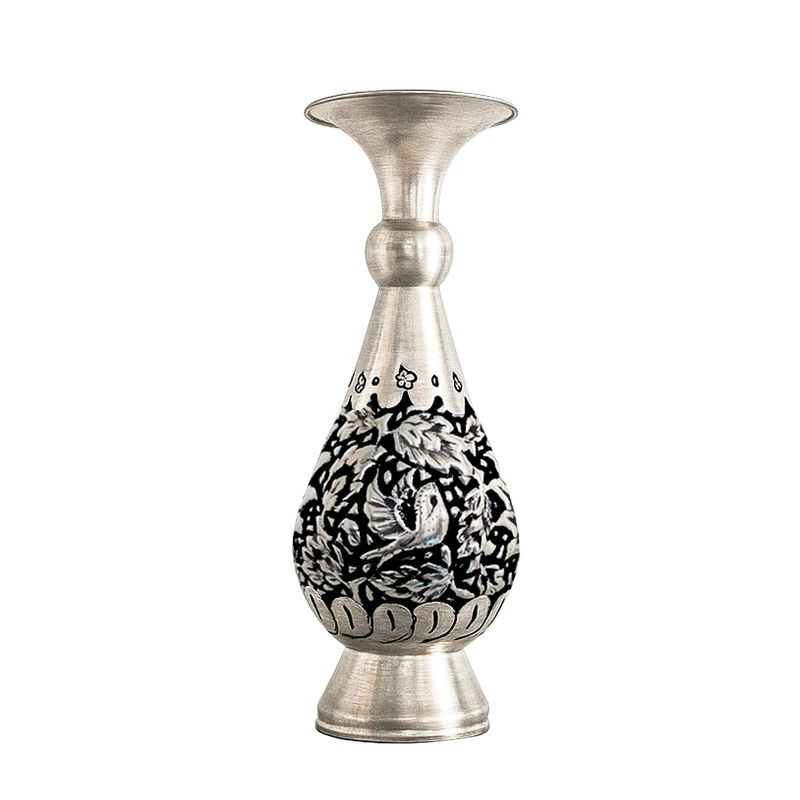 گلدان قلمزنی طرح سفید شده کد01