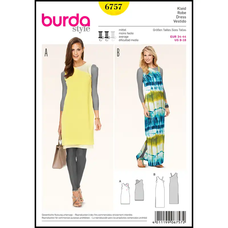 الگو خیاطی پیراهن مجلسی زنانه بوردا استایل کد 6757 سایز 34 تا 44 متد مولر