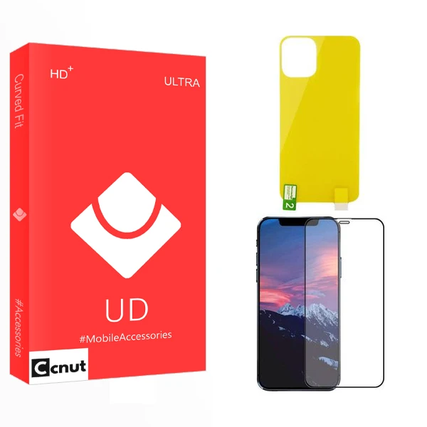 محافظ صفحه نمایش سرامیکی کوکونات مدل UD مناسب برای گوشی موبایل اپل iPhone 12 mini به همراه محافظ پشت گوشی