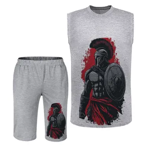 ست تاپ و شلوارک مردانه مدل جنگ جو A488 رنگ طوسی