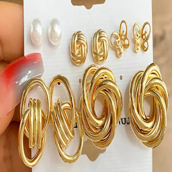 گوشواره دخترانه مدل پیچی بسته 5 عددی