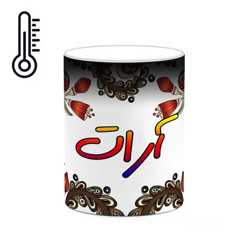 ماگ حرارتی کاکتی مدل اسم آرات طرح سنتی گل و بته کد mgh43362