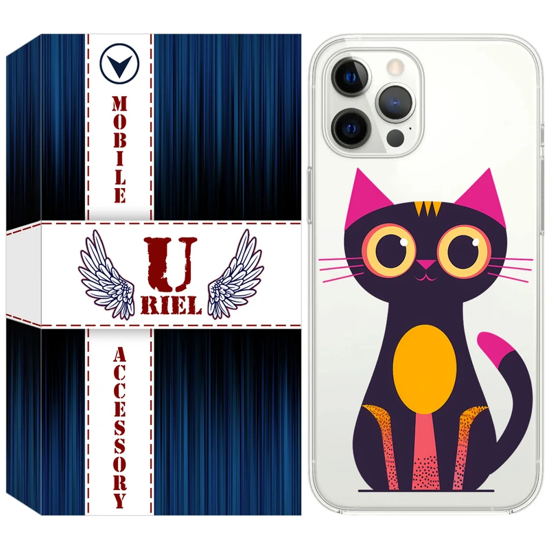 کاور یوریل قاب مدل Clear کد 46 طرح گربه مناسب برای گوشی موبایل اپل iPhone 13 Pro