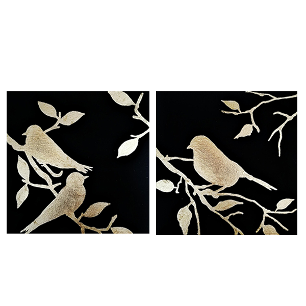 تابلو نقاشی ورق طلا مدل پرنده کد 70 مجموعه 2 عددی