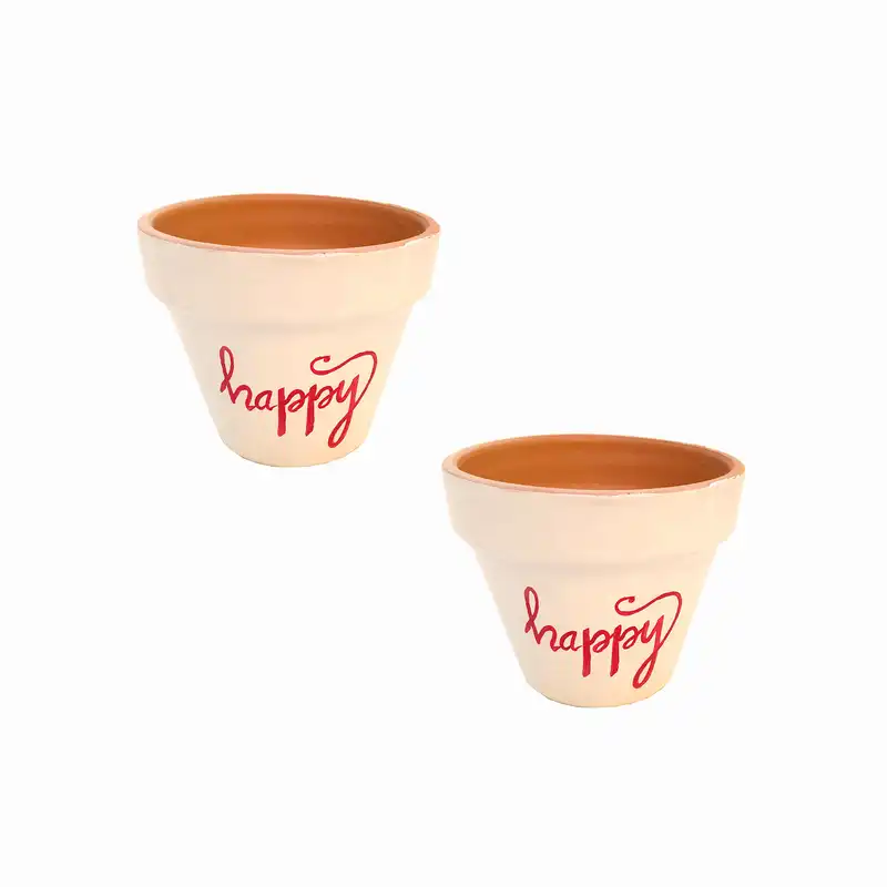 گلدان سفالی مدل یاقوت تمام رنگ کد 1 مجموعه 2 عددی