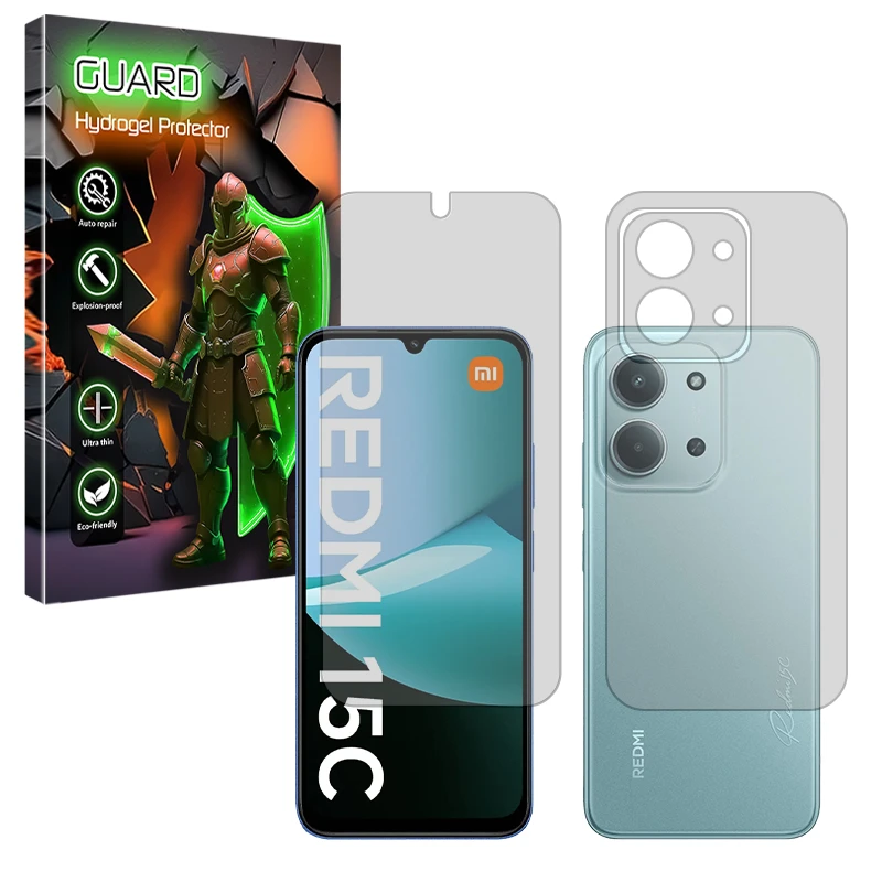 محافظ صفحه نمایش شفاف گارد مدل Tough مناسب برای گوشی موبایل شیائومی Redmi 15C به همراه محافظ پشت گوشی