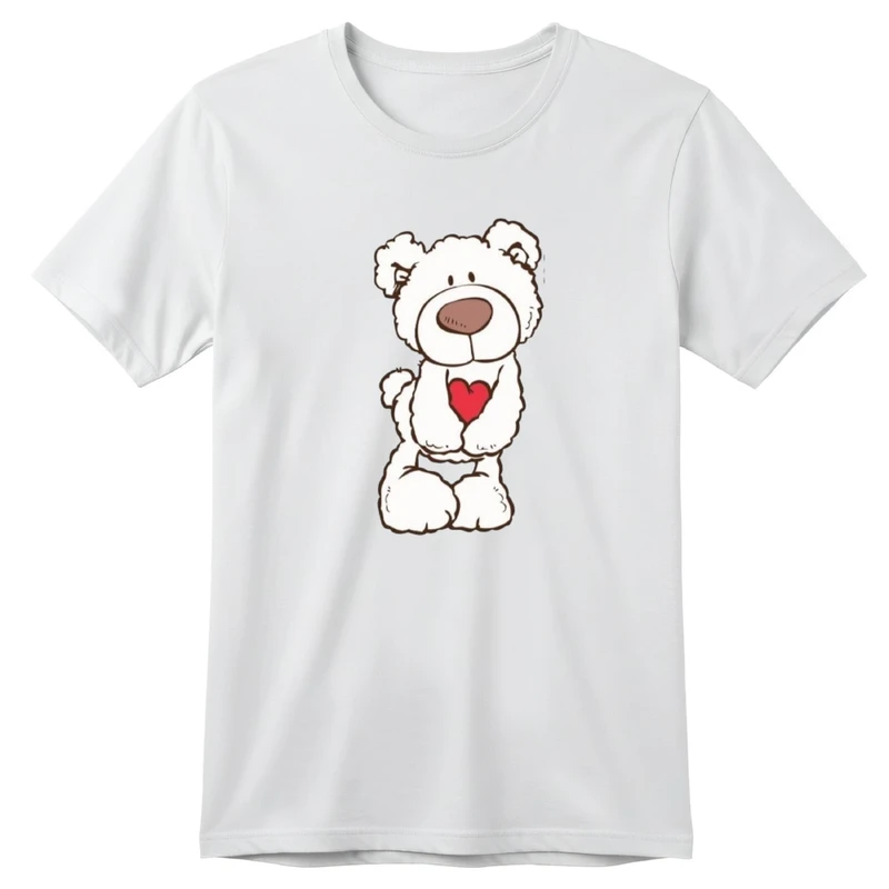 تی‌شرت آستین کوتاه بچگانه مدل خرس قلبی کد v29 