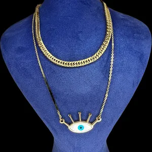 گردنبند زنانه مدل دو لاین چشم نظر کد 1191