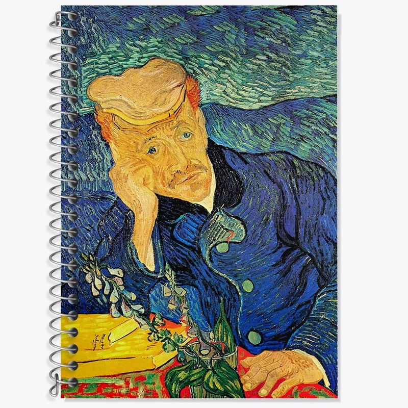 دفتر زبان 50 برگ خندالو مدل سه خط طرح زبان پرتره دکتر گاشه اثر ونسان ونگوگ کد 25447