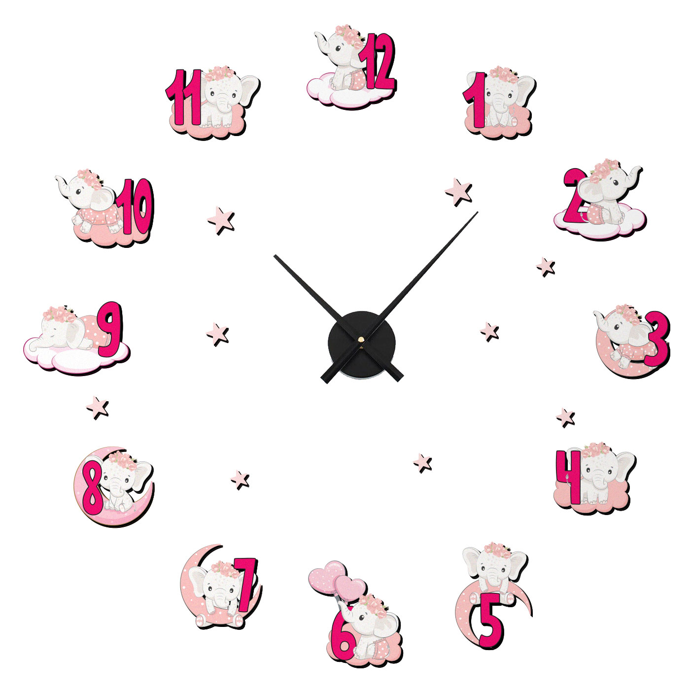 ساعت دیواری کودک باروچین مدل فیل صورتی کد bc-2