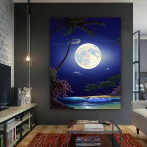 پوستر دیواری طرح طبیعت و ماه شب مدل SD1147