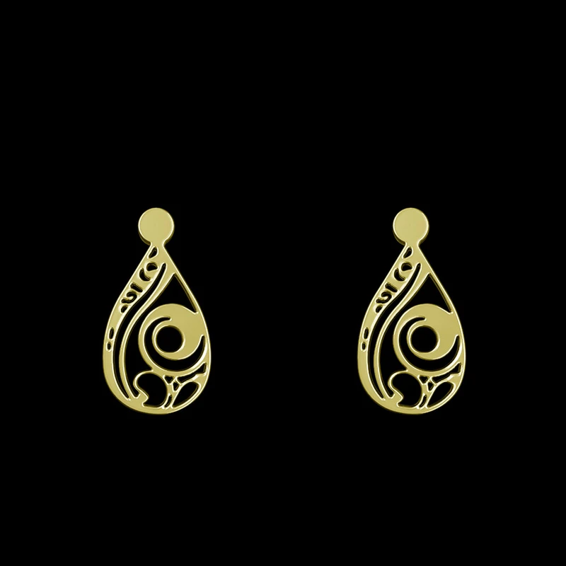 گوشواره طلا 18 عیار زنانه مدوپد مدل هندسی کد GA1-14027