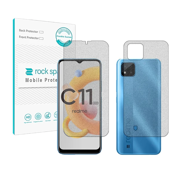 محافظ صفحه نمایش مات راک اسپیس مدل HyMTT مناسب برای گوشی موبایل ریلمی C11(2021) به همراه محافظ پشت گوشی