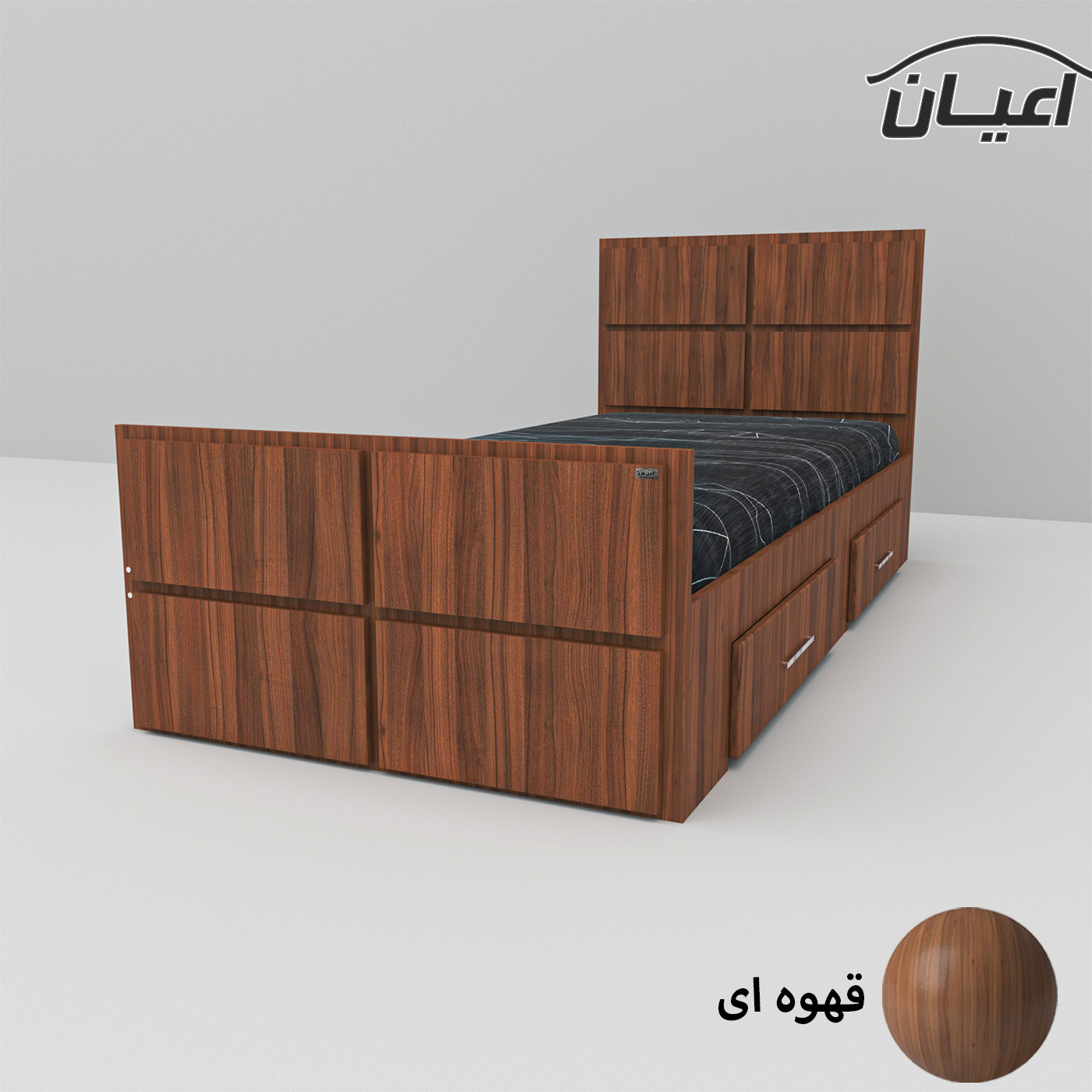 تخت خواب یک نفره اعیان مدل FH535 طرح اسپرت سایز 200×120 سانتی متر
