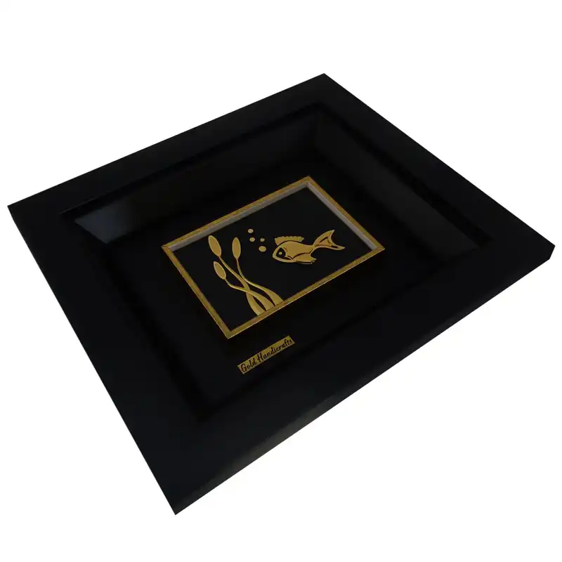 تابلو طلا کوب زرکات طرح ماهی مدل F169