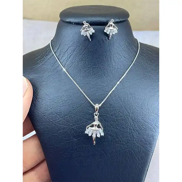 نیم ست نقره زنانه مدل بالرین و فرشته کد 68135