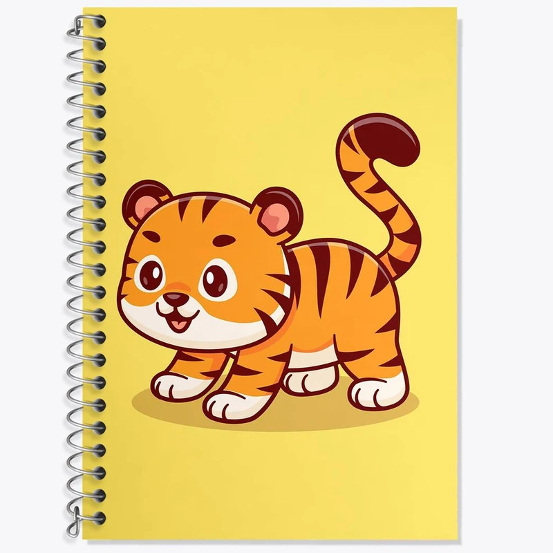 دفتر زبان 50 برگ خندالو مدل دو خط طرح حیوانات بامزه ببر کد 25403