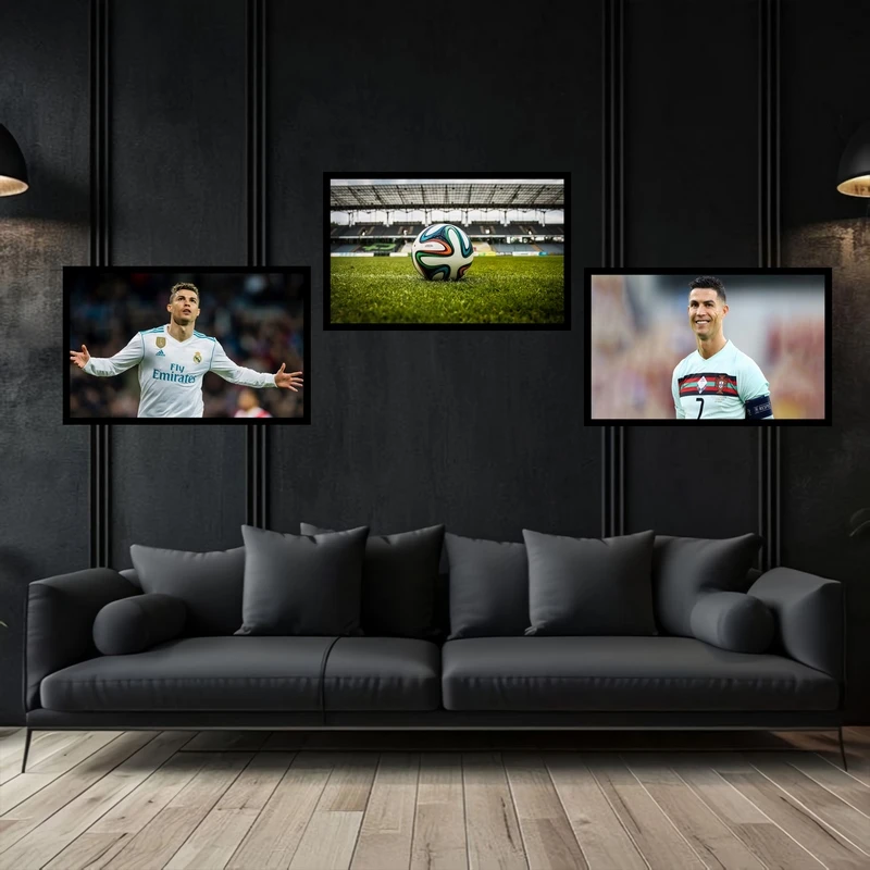تابلو بکلیت طرح ورزشی فوتبال کیریستیانو رونالدو مدل  B-bu3757 مجموعه 3 عددی