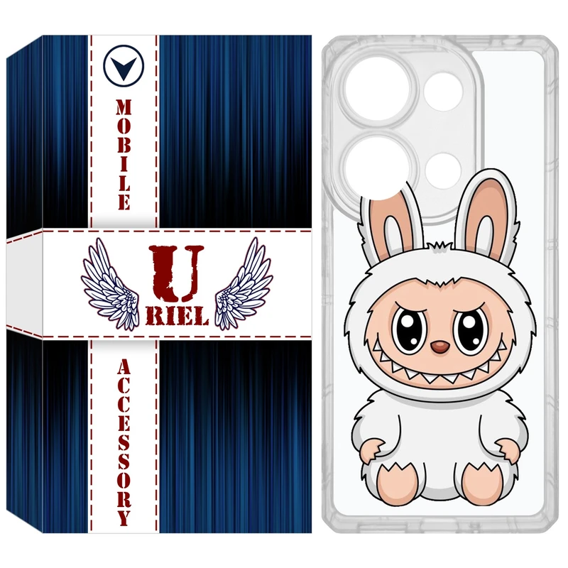 کاور یوریل مدل Clear کد 113 طرح لبوبو Labubu مناسب برای گوشی موبایل شیائومی Redmi Note 14S / Note 13 Pro 4G / Poco M6 Pro 4G
