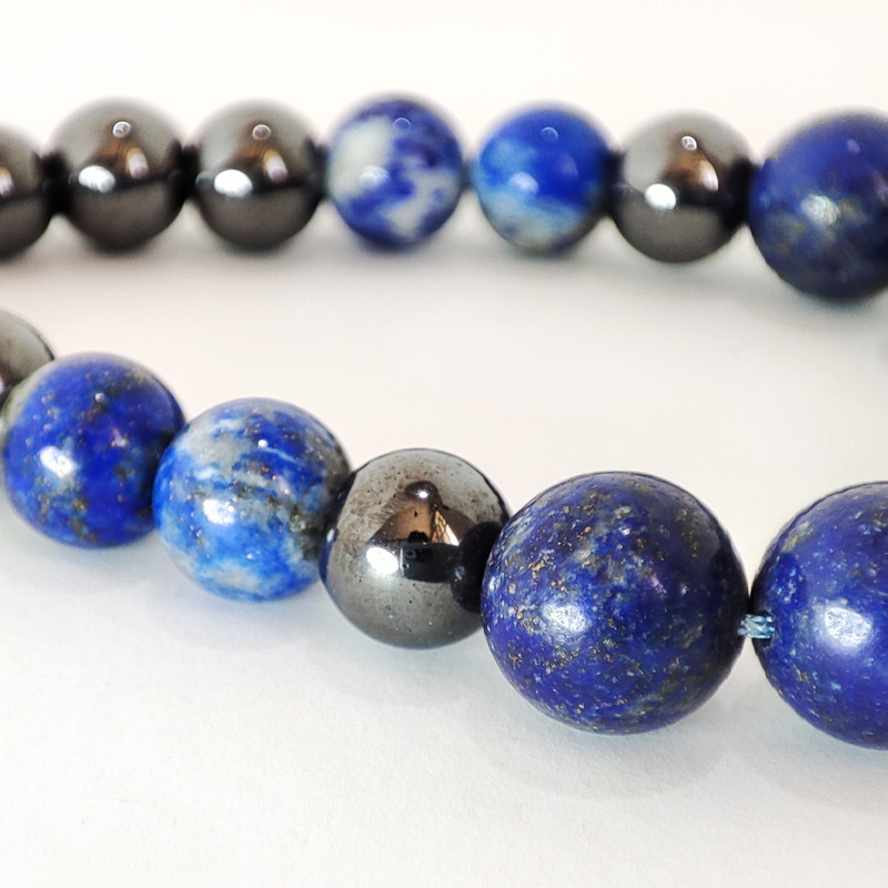 دستبند مدل لاجورد و حدید طبیعی