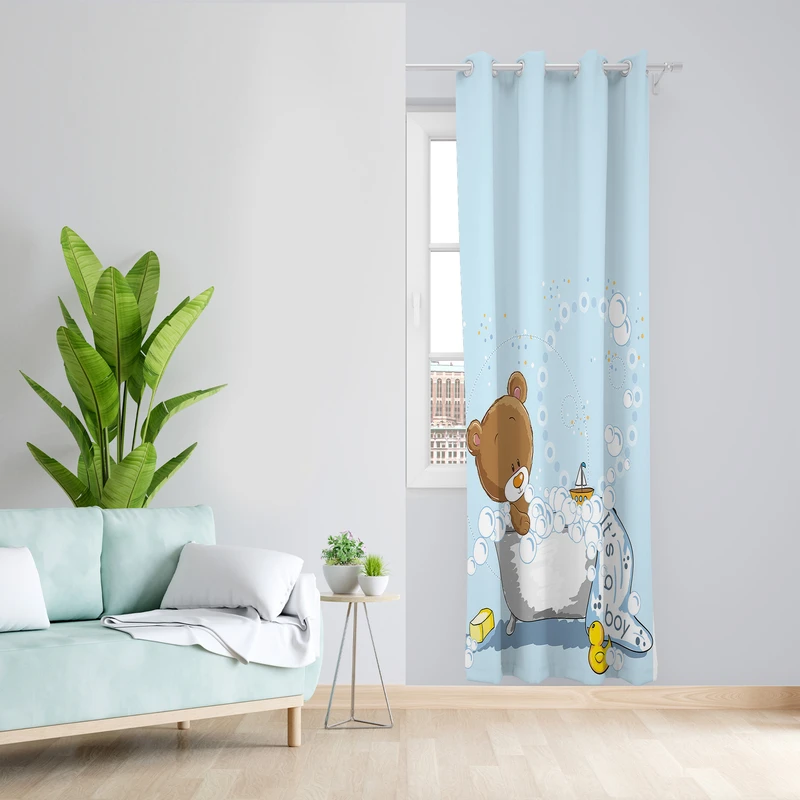 پرده طرح کودک مدل مخمل پانچی کد L 997 L Z سایز 140x200 سانتی متر