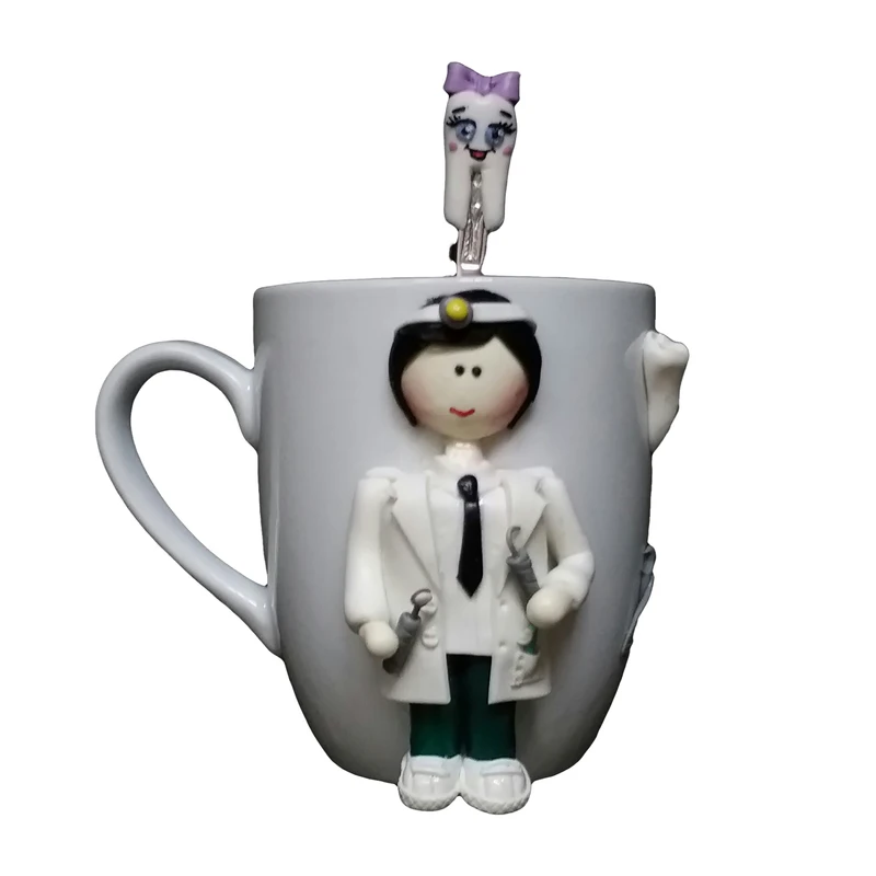 ماگ سرامیکی مدل عروسکی پسرونه کد 01098 به همراه قاشق