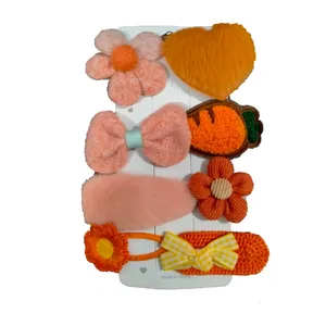 گیره مو دخترانه مدل هویج مجموعه 8 عددی