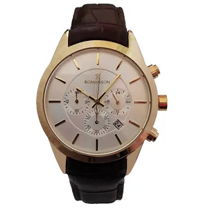 ساعت مچی عقربه‌ای مردانه رومانسون مدل بندچرمی کرنوگراف سه موتوره فعال پلاس کد 213