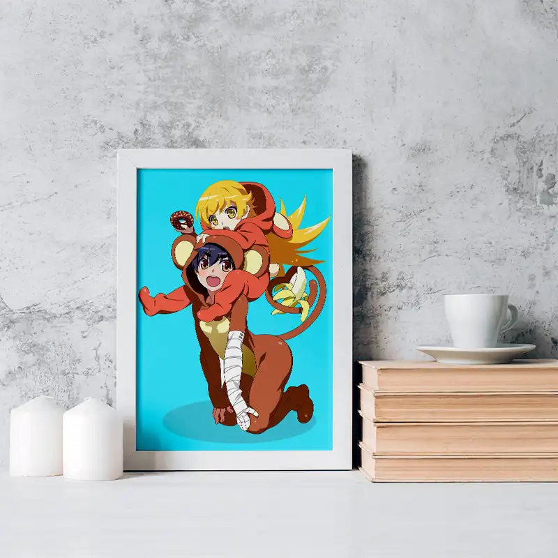 تابلو خندالو مدل شینوبو اوشینو و سوروگو انیمه مونوگاتاری کد 16172