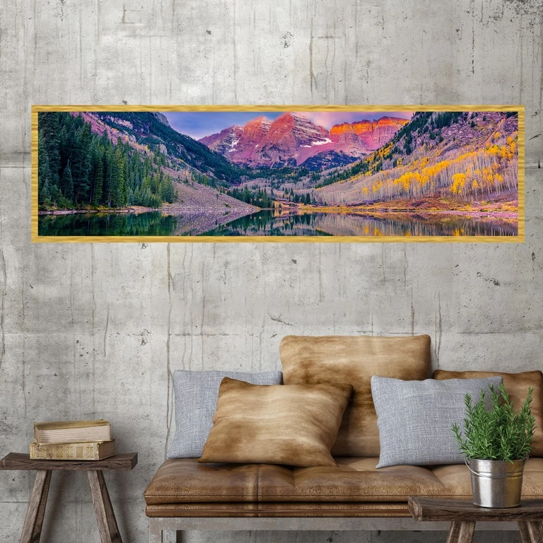 تابلو بکلیت طرح منظره دریاچه و منظره پاییزی مدل کشیده T-7668