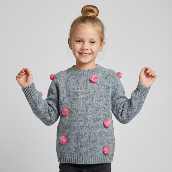 پلیور دخترانه کولزیون مدل پوپ دار