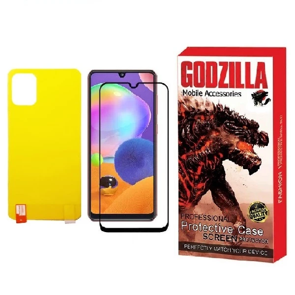 محافظ صفحه نمایش گودزیلا مدل FUL مناسب برای گوشی موبایل سامسونگ Galaxy A31 به همراه محافظ پشت گوشی