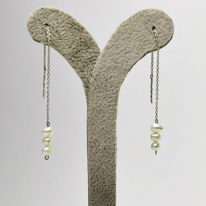 گوشواره نقره زنانه مدل بخیه مروارید Go10