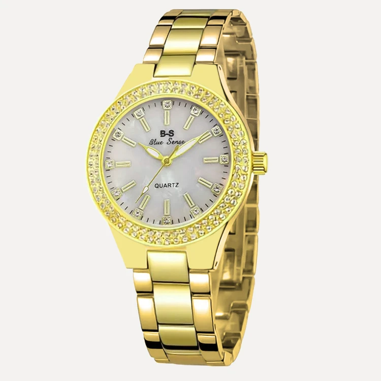 ساعت مچی عقربه ای زنانه بی اس مدل نگین الماس کد bs-n-t1