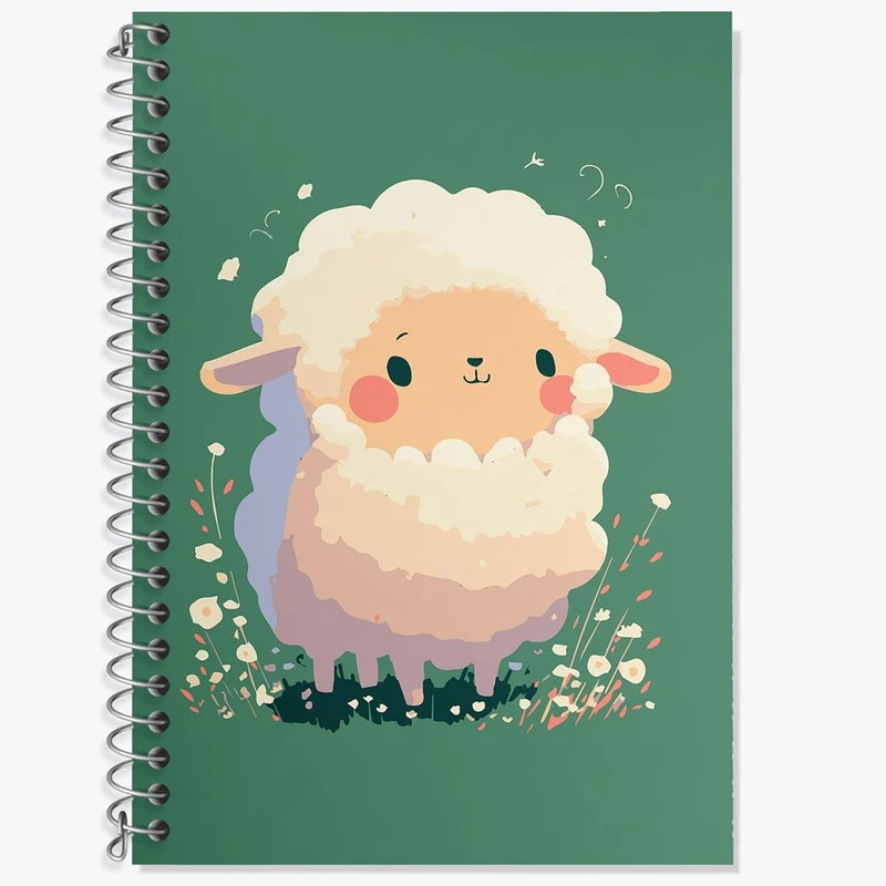 دفتر زبان 50 برگ خندالو مدل سه خط طرح گوسفند بامزه کد 29357