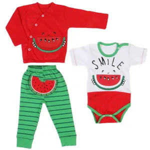 ست 3 تکه لباس نوزادی مدل rchbm100 طرح هندوانه